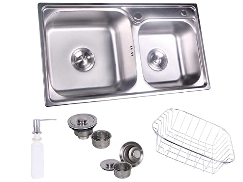 Cuba Cozinha Gourmet 76x42cm Inox Pia Dupla E Acessórios
