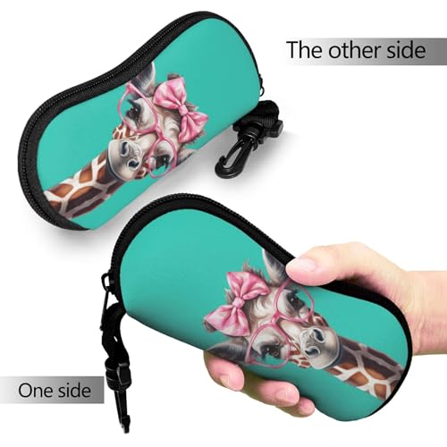 Image of Sunglasses Soft Case Lightweight Neoprene Zipper Glasses Case Portable Eyeglasses Pouch Box with Belt Clip