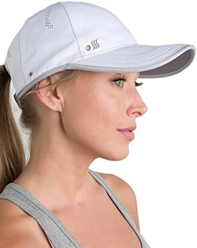 SAAKA Performance Sports Hat. Lightweight, Quick Drying. Running, Tennis & Golf Cap for Women (White, Small)