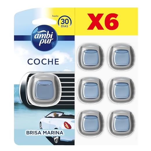 Ambi Pur Brisa Marina Difusor Y Fragancia Para Ambientador De Coche 6 Unidades