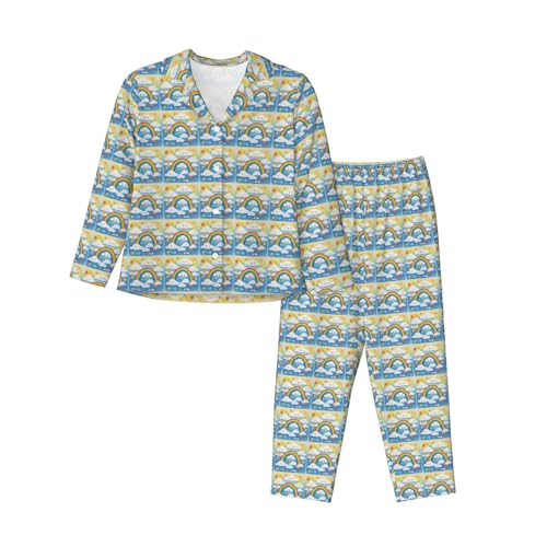 Pyjama manches longues femme à motif gouttes de pluie : ensemble deux pièces confortable pour la nuit
