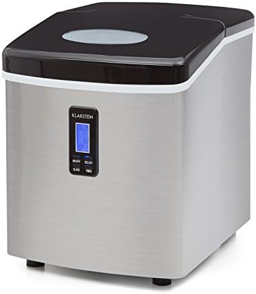 Klarstein Mr. Silver Frost Ice Maker - Ice Machine, 150 W, 3.3 Litre Tank, Absolutely Tasteless Plastic Lining, Pump System, Easy-to-Clean with Detachable Parts, Stainless Steel, Black