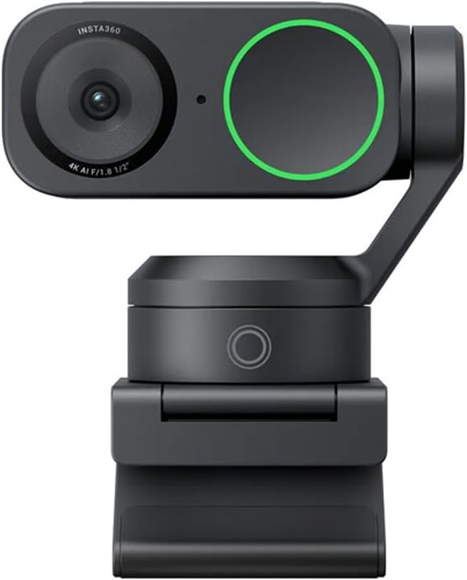 Insta360 Link 2 - PTZ 4K Webcam for PC/Mac, 1/2" Sensor, AI Tracking, HDR, AI Noise-Canceling Mic, Gesture Control for Streaming, Video Calls, Gaming, Works with Zoom, Teams Webcam Cam Camera