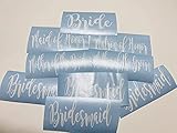 Wedding Party Bridesmaid Vinyl Decal ONLY Set of 9 DIY Tumbler Cup Champagne Glasses Maid of Honor Gift (White)