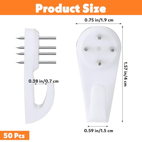 Image of ElevateTech 50 Pcs Non-Mark No Damage Wall Hangers Picture Hangings Kit Hook Concrete Non-Trace Hanging Kit Invisible Nail Wall Hangers for Hanging Picture Tapestry Clocks and More Heavy Duty
