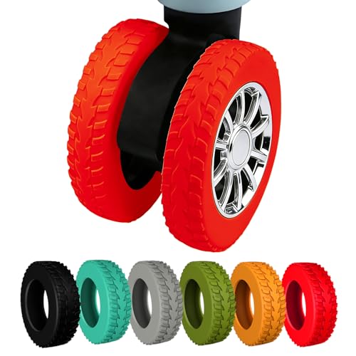 Aorotost 8 Pcs Luggage Wheel Covers Silicone Protective Covers for 2-2.4 Suitcases Spinner Wheel Upgraded Wear-Resistant Silent Shock Absorption Luggage Travel Accessories(Red)