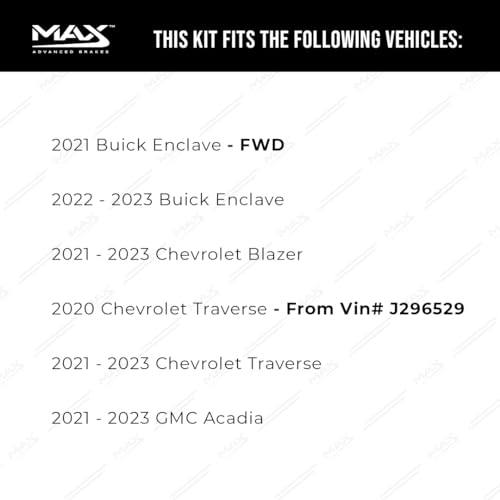 Image of MAX Advanced Brakes - Front Brake Kit For 2021-2023 Chevrolet Traverse, GMC Acadia, Chevrolet Blazer, Buick Enclave| Carbon Ceramic Brake and Rotor Kit| Daily Driving Geomet Coated Brake Rotors