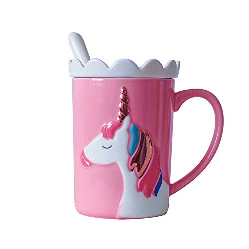 Kerr's Choice UNICORN Ceramic Coffee Mug/Tea Mug with Lid and Spoon for Girls and Women, Novelty Mug Unicorn Gift, Mug Gift