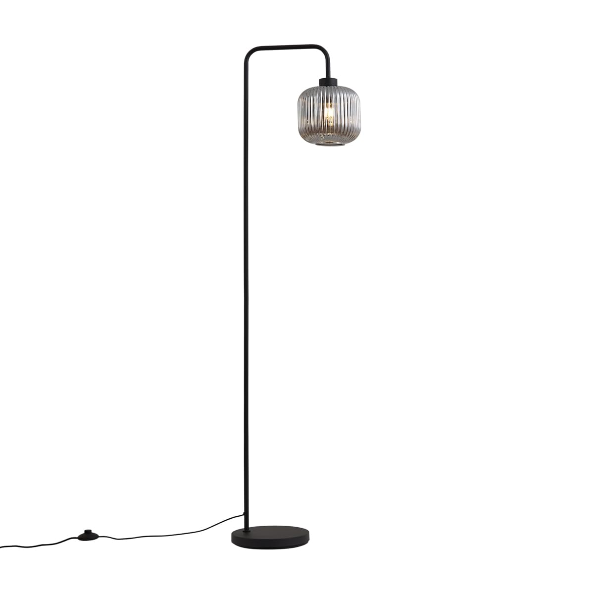 Qazqa Design Floor lamp with Shade, Standing lamp - ana - Black and Smoke, max. 15W, e27, 160cm, Living Room