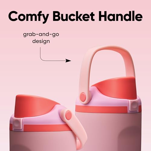 Image of Owala FreeSip Sway Insulated Stainless Steel Water Bottle with Two-Way Spout, Built-In Straw and Bucket Handle, Made for Travel, School, and Sports, 30oz, BPA Free, Leak Proof, Pink Angel Food Cake