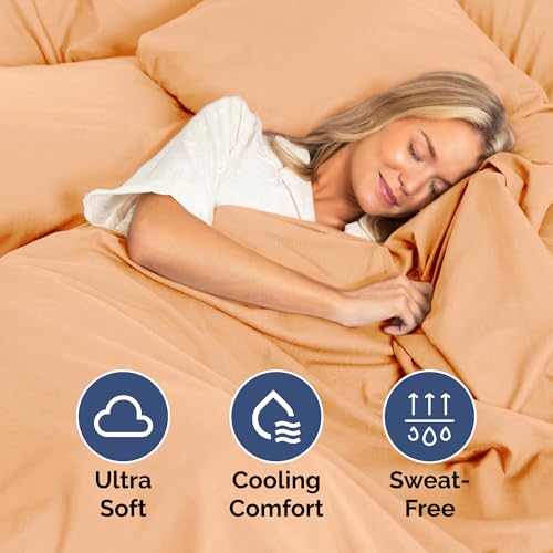 Image of Twin Size 3 Piece Sheet Set - Ultra Soft & Cooling Sheets - Peach