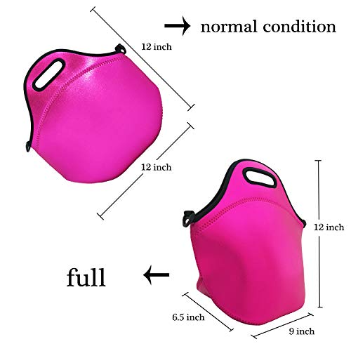 Neoprene Insulated Lunch bag, Lunch tote Boxes Bags for Kids Women Men Kids Children Work Office School Picnic Travel (Rose Red)