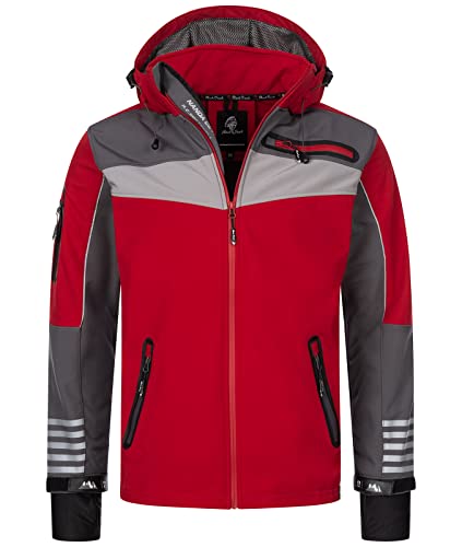 Rock Creek Herren Softshell Jacke Outdoor Jacke Windbreaker Übergangsjacke Anorak Kapuze Regenjacke Winterjacke Herrenjacke Jacket H-288 Rot 3XL