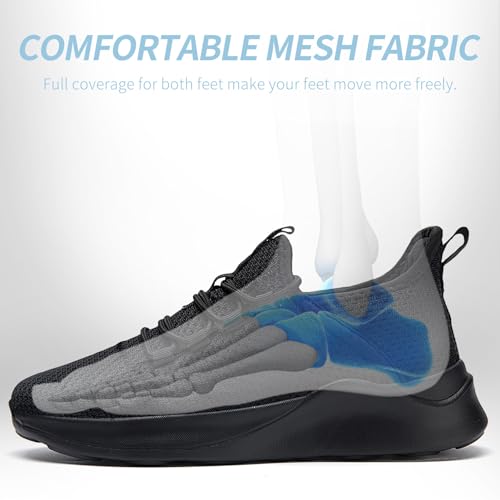 Mens Tennis Gym Shoes Lightweight Breathable Running Workout Shoes Non-Slip Fashion for Walking Work Travel Black 103
