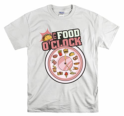 T-shirt Food O'clock blanc XL en coton unisexe pour homme et femme