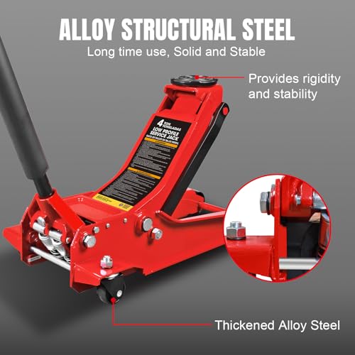 Image of Big RED Hydraulic Low Profile Service /Floor Jack with Dual Piston Quick Lift Pump, 4 Ton (8,000 lb.) Capacity