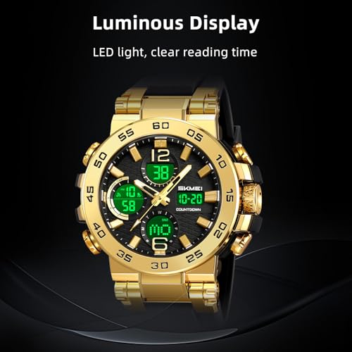 SKMEI Mens Stylish Digital Sports Watches Waterproof Watches for Women with Alarm Dual Time Zone Display3
