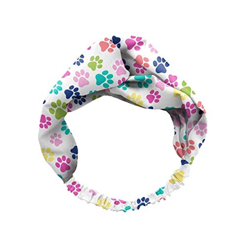 Image of Spoontiques - Headband - Printed Fabric Hair Bands - Knotted Hair Band for Everyday Use - Pawprints, One Size (20312)