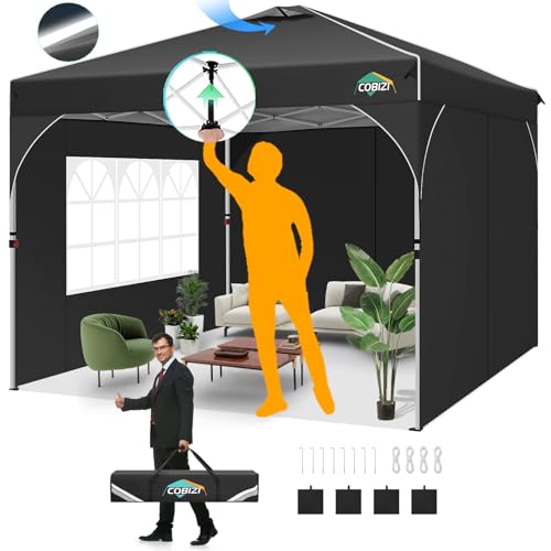 COBIZI 10x10 Pop Up Canopy Tent, 3 Sidewalls, 1-Person...