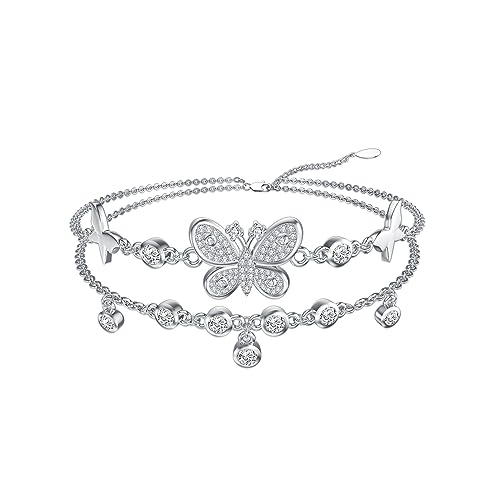 Image of VONALA Evil Eye Anklet 925 Sterling Silver Irish Celtic Knot /Witches Knot /Claddagh /Infinity Heart /Butterfly /Pineapple Chain Hotwife Anklet Foot Ankle Jewerly Gift for Women Mother Wife Sisters