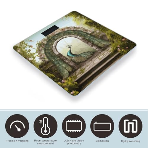 Báscula digital para baño con vidrio templado y pantalla LCD miniatura 3