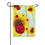 America Forever Sunflowers and Ladybugs Garden Flag - 12.5 x 18 Inches, Spring Summer Yard Outdoor D