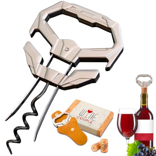 LUCYLANKER Ah So Apribottiglie per Vino, Cavatappi per Vino Antico con Custodia Portatile in Pelle, Estrattore di Sughero a Due Punte con Apribottiglie per Intenditori di Vino da Stappare (03)