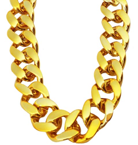 Men's Big Gold Chain Necklace: Fake Chunky Gold Chain Costume Accessories, Hip Hop Rapper Jewelry 80s 90s Punk Style Halloween Party