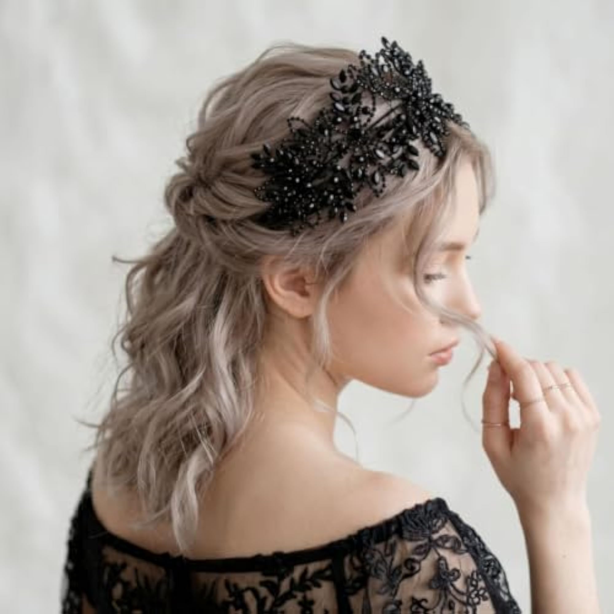 Rhinestone Headband with Hairpin, Ornate Crown