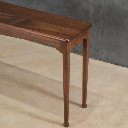 Image of Solid Wood Console Table for Living Room | Wooden Modern Side Entrance Table for Home & Office | Entryway Hallway Foyer Table with Shelf Storage