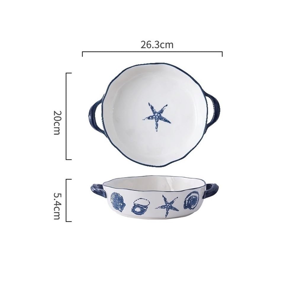 Naczynia do pieczenia Ceramiczna duża, podwójna tacka do pieczenia ryżu, piekarnik, kuchenka mikrofalowa z miską do pieczenia, kreatywne przybory śniadaniowe