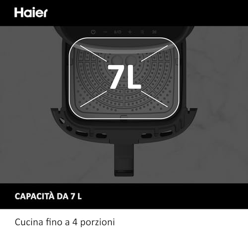Friggitrice ad aria Haier Serie 5, 9 in 1, Display, Cuocere, Arrostire, Grigliare, Cottura Lenta, Scongelare, Yogurt, 7L, [Nero] - Immagine 5