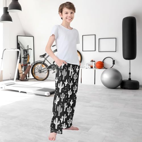 Boy's Pants Fun Western Cactu Jogger Pants Elastic Waist Long Bottoms Trousers with Pockets 6-14 Years 6