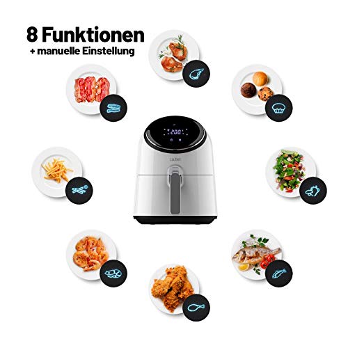 Lauben Hot Air Fryer 2500WT Heißluftfritteuse, 360° Heißluftzirkulation, Aerofryer 2,5 Liter, Leistung 1 300 W, 8 Programmen, digitales Touchdisplay, spülmaschinenfest, Fritteuse ohne Öl – Bild 4