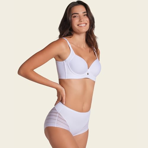Image of Leonisa High Waisted Invisible Tummy Control Shapewear for Women - Stripe Lace Ladies Underwear Panties