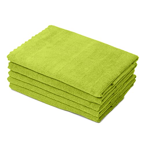 Amago Set di 5 Strofinacci in Microfibra, Panni da Cucina, Lasercut, 30 x 50 cm, Verde
