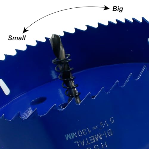 Image of Luomorgo 130mm /5 1 /8 inch Hole Saw | 1 1 /4 inch Cutting Depth, HSS Bi-Metal, For Wood Cornhole Boards Plastic Drywall & Metal Sheet