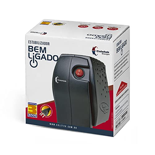 Estabilizador Coletek Bem Ligado ES-300VA-BM Preto, Tensão nominal de entrada 115/220V bivolt manual
