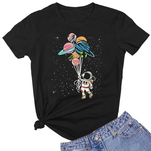 Space Shirts for Women NASA Shirt Moon Graphic Tees Astronaut Print T Shirt Space Fan Gift Shirt Short Sleeve Tee Tops2