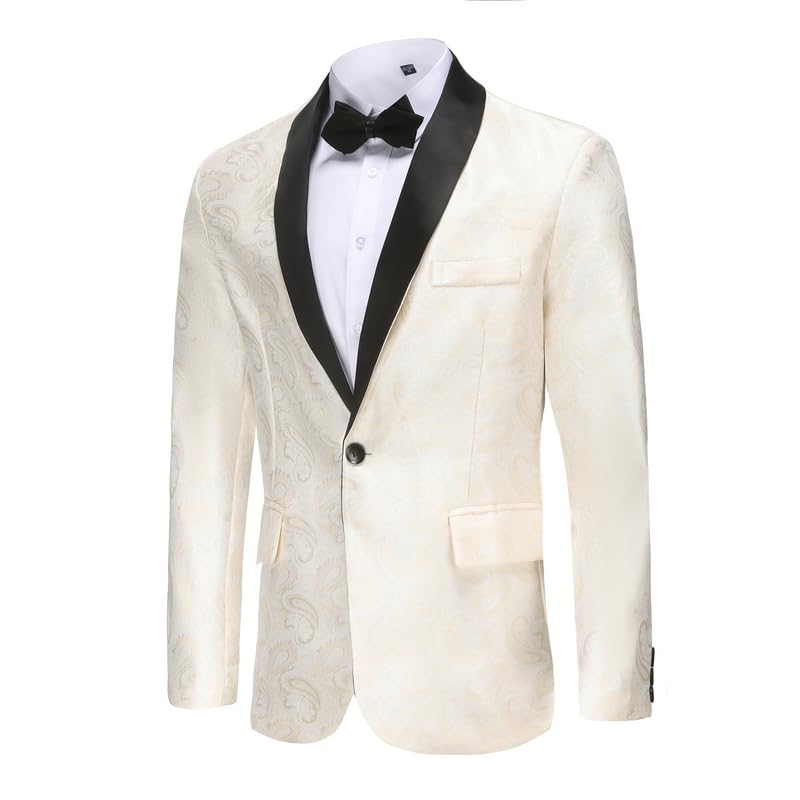 Men's Velvet Paisley Tuxedo Floral Jacket Slim Fit 1-Button Dress Blazer for Wedding, Prom, Dinner & Party2