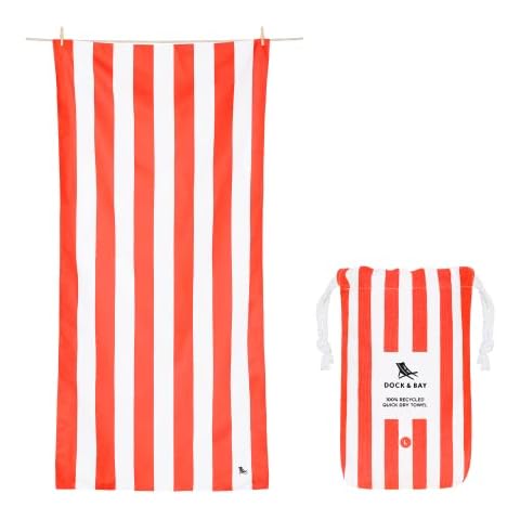 Dock & Bay Strandtuch - Schnell trocknend, sandfrei - kompakt, Leicht - 100% recycelt - inklusive Tasche - Cabana - Waikiki Coral Red, Extra Large Cover