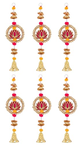Image of Prapti Handicrafts Traditional Lotus Wall and Door Hanging for Home Decor | Diwali Puja Ganesh chaturthi Mandap Wedding Decoration |Decorative Items for Return Gifts in Pooja Pack of 6