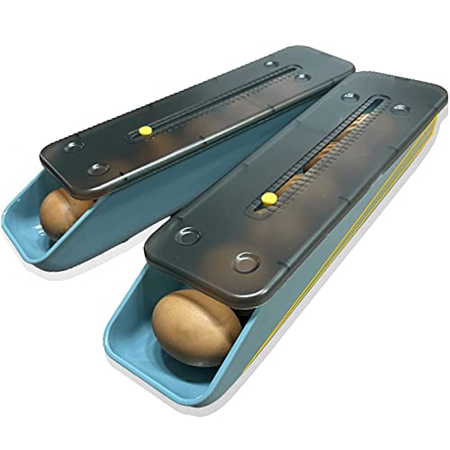 DKSooozs Huevera para frigorífico, rollo automático con recordatorio de fecha, soporte para huevos, cajón, caja de almacenamiento para KüChe