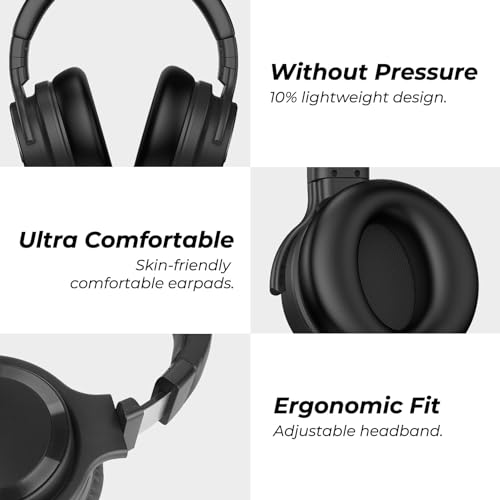 Image of Active Noise Cancelling Wireless Bluetooth Headphones with Mic and Clear Calls, Bluetooth 5.0, 30 Hours Playtime, Comfort Fit, Model 2