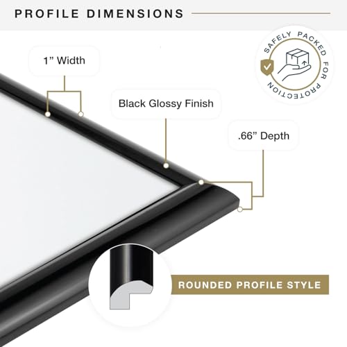 MCS Trendsetter 20x28 Poster Frame Black High-Gloss, Vertical & Horizontal Wall Hanging Large Picture Frame for Photos, Posters & Art Prints (1-Pack)