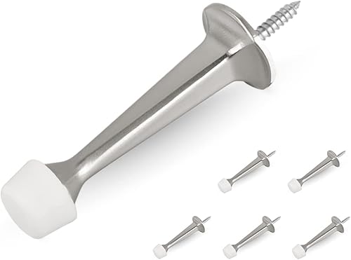HOMOTEK - Paquete de 6 topes de puerta rígidos y resistentes con punta de goma suave, tope de puerta de zinc fundido, protector de pared y puerta,