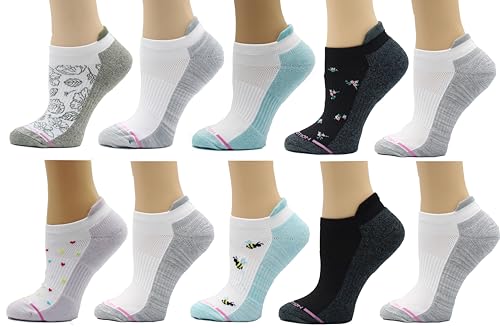 Dr. Motion Womens 2/6/10 Pairs Compression Low Cut Ankle Socks With Arch Support