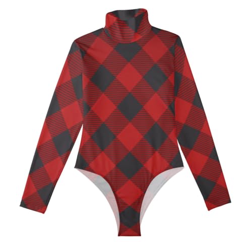 Bodi moldeador y blusa sexy de manga larga con cuello falso estampado a cuadros