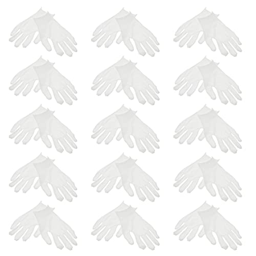 FOMIYES Gloves Cotton White 15 Pairs White Cotton Gloves Moisturizing Overnight Gloves Serving Inspection Gloves Cloth Gloves for Dry Hands Spa