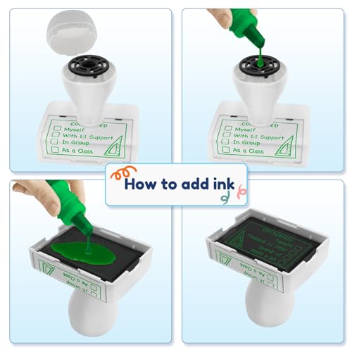 Image of Teacher Stamps, Checkbox Grading, Green, Rubber, 1 inch x 1 inch, Rectangular